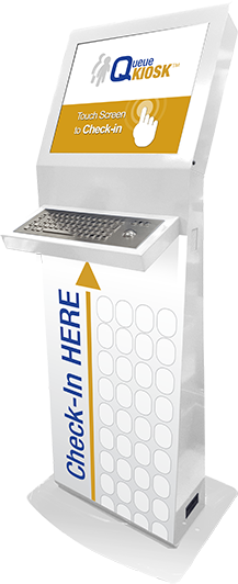 Our standard queuekiosk model: floor standing with keyboard.