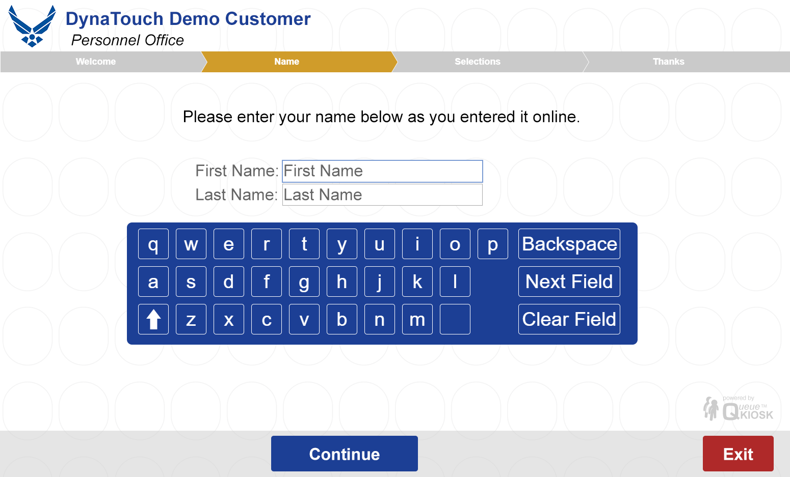 QueueKiosk™: Look Up Your Name