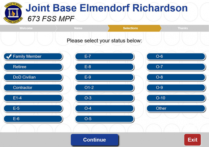 Joint Base Elmendorf Richardson Queue Select Your Status Screen