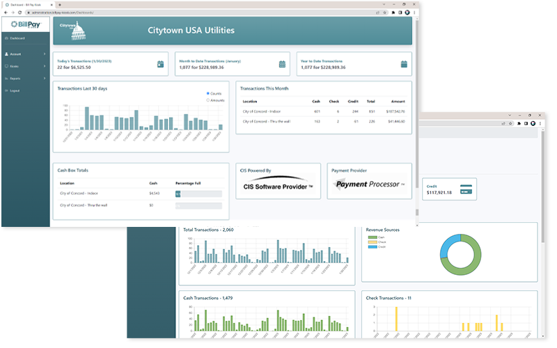 BillPay Kiosk Administrative Portal Screens